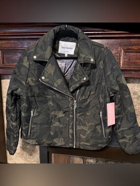 Juicy Couture Womens Moto Camo Bomber Jacket Size S NWT